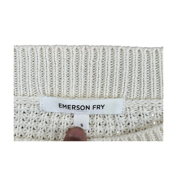EMERSON FRY Daily Sweater in Ivory Waffle Knit Oversized Organic‎ Cotton, Size S - Picture 4 of 7